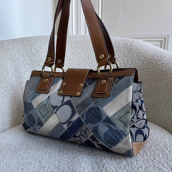Coach Patchwork Signature Denim Shoulder Bag