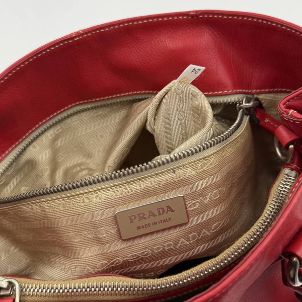 2005 Prada Vitello Daino Leather Red Tote Bag