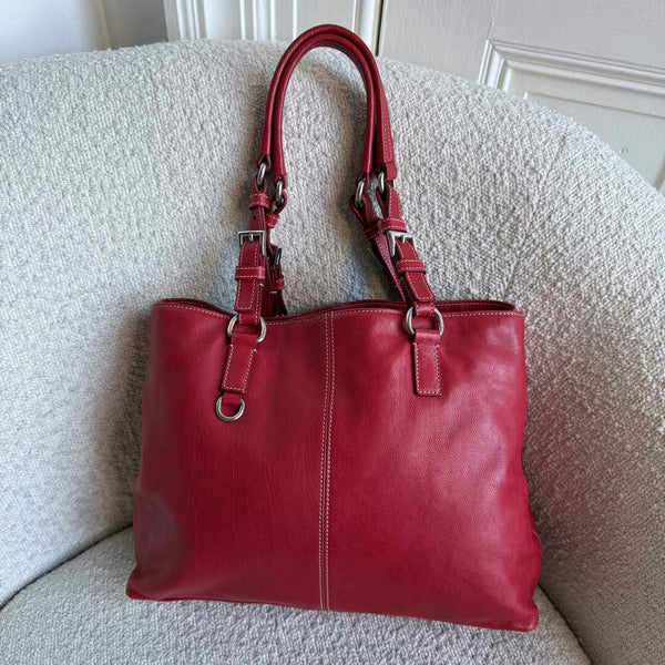 2005 Prada Vitello Daino Leather Red Tote Bag