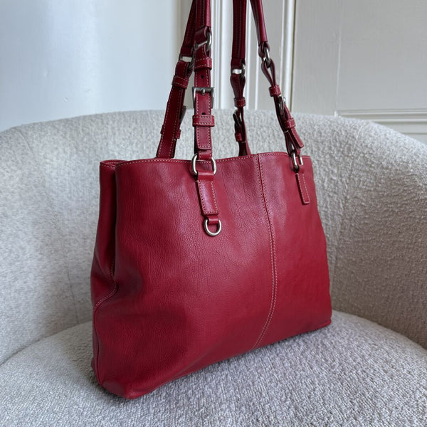 2005 Prada Vitello Daino Leather Red Tote Bag
