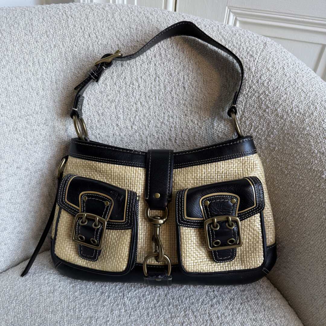 Coach Legacy Straw Black Shoulder Bag