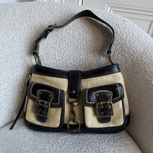 Coach Legacy Straw Black Shoulder Bag