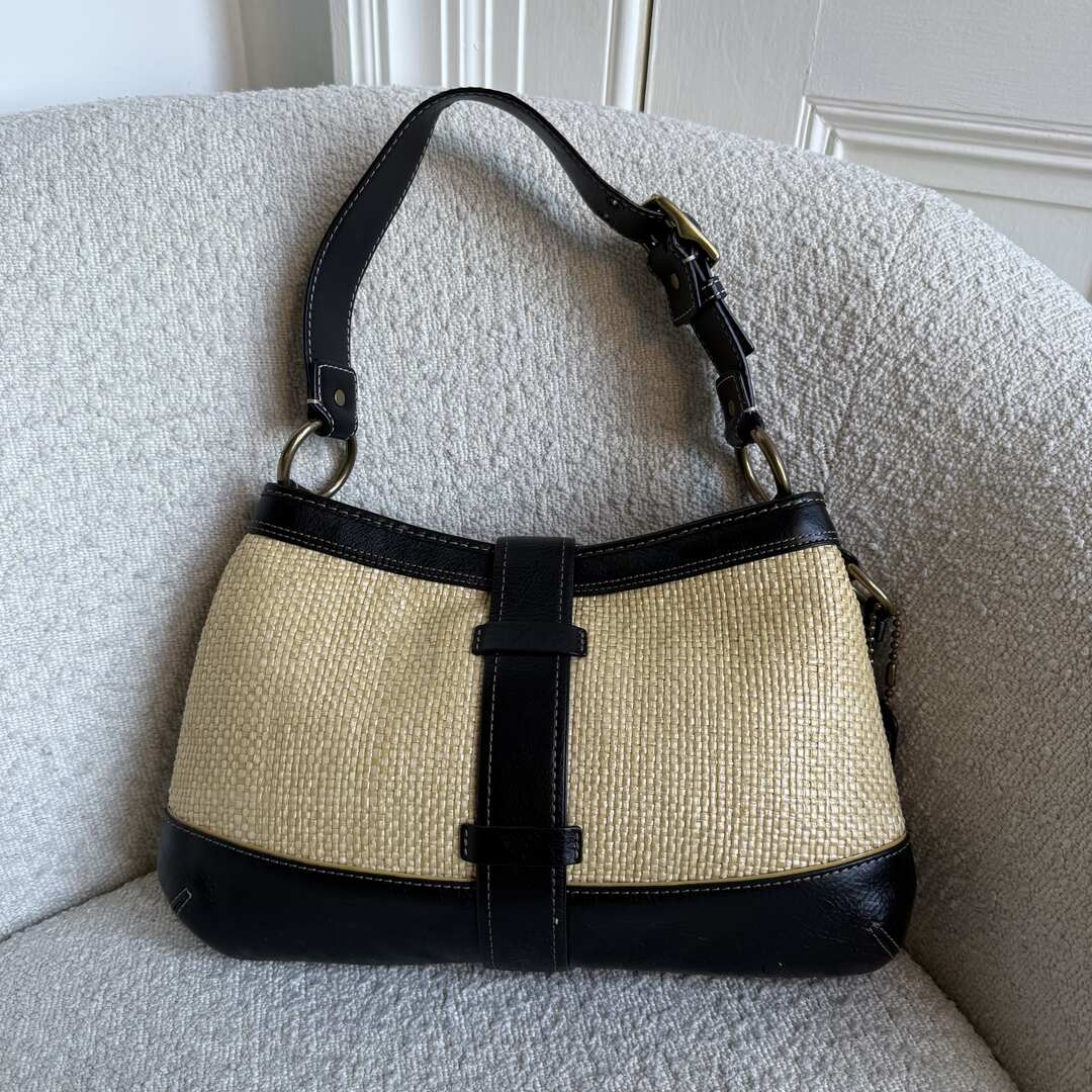 Coach Legacy Straw Black Shoulder Bag
