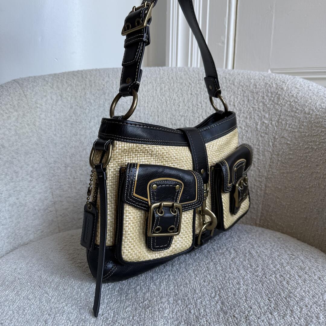 Coach Legacy Straw Black Shoulder Bag