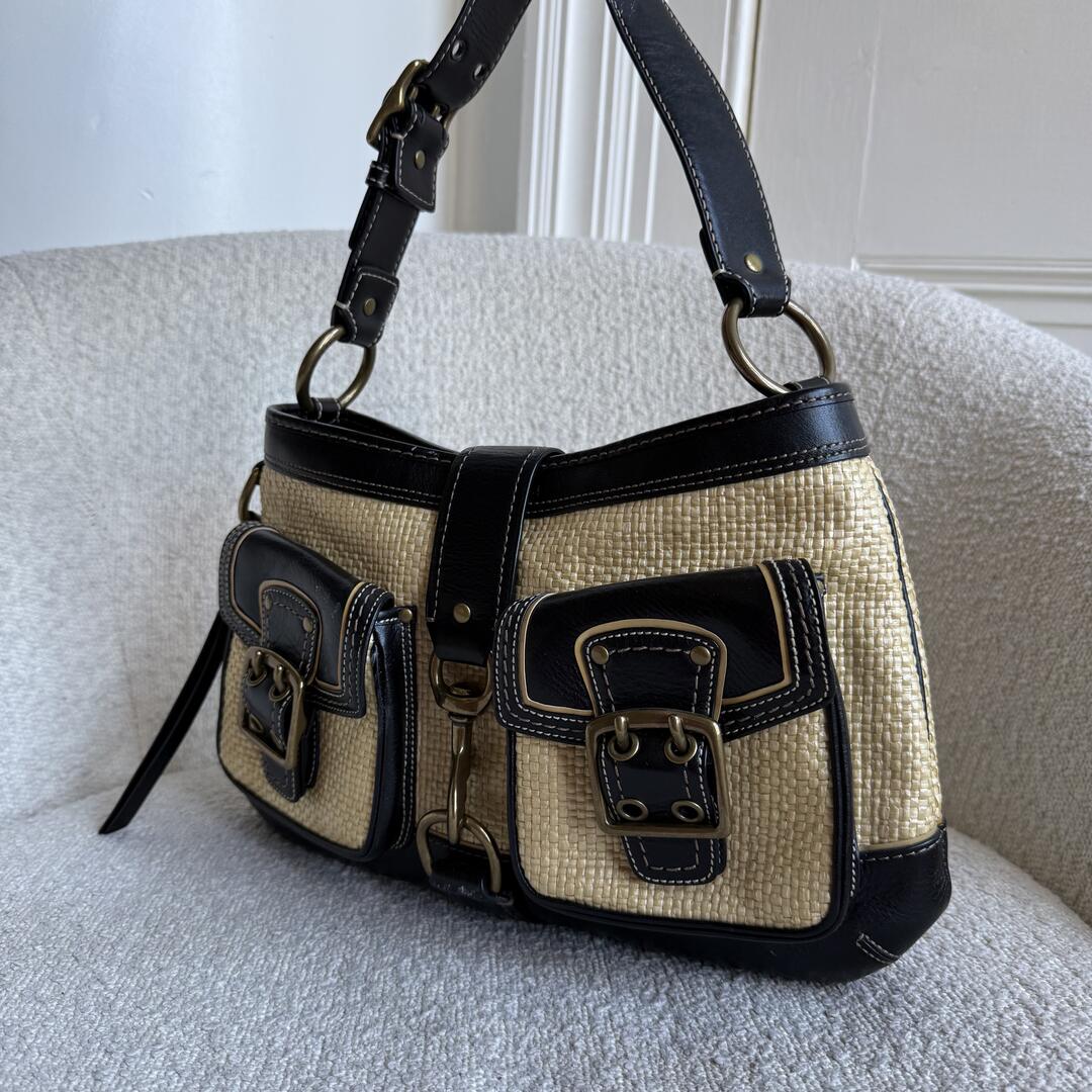 Coach Legacy Straw Black Shoulder Bag
