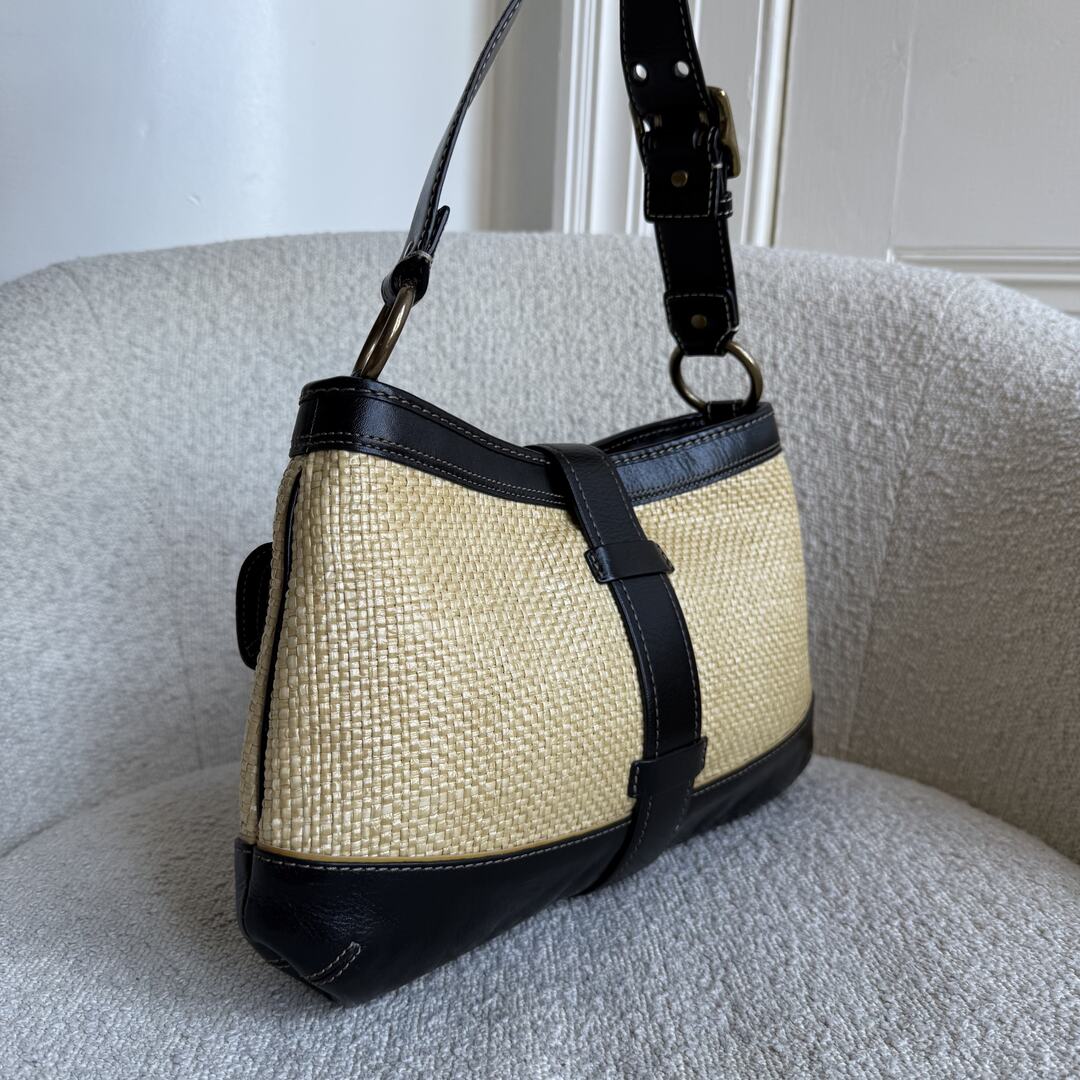 Coach Legacy Straw Black Shoulder Bag