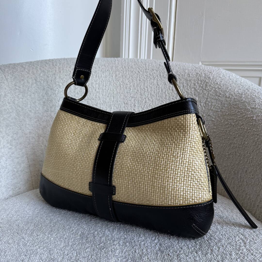 Coach Legacy Straw Black Shoulder Bag