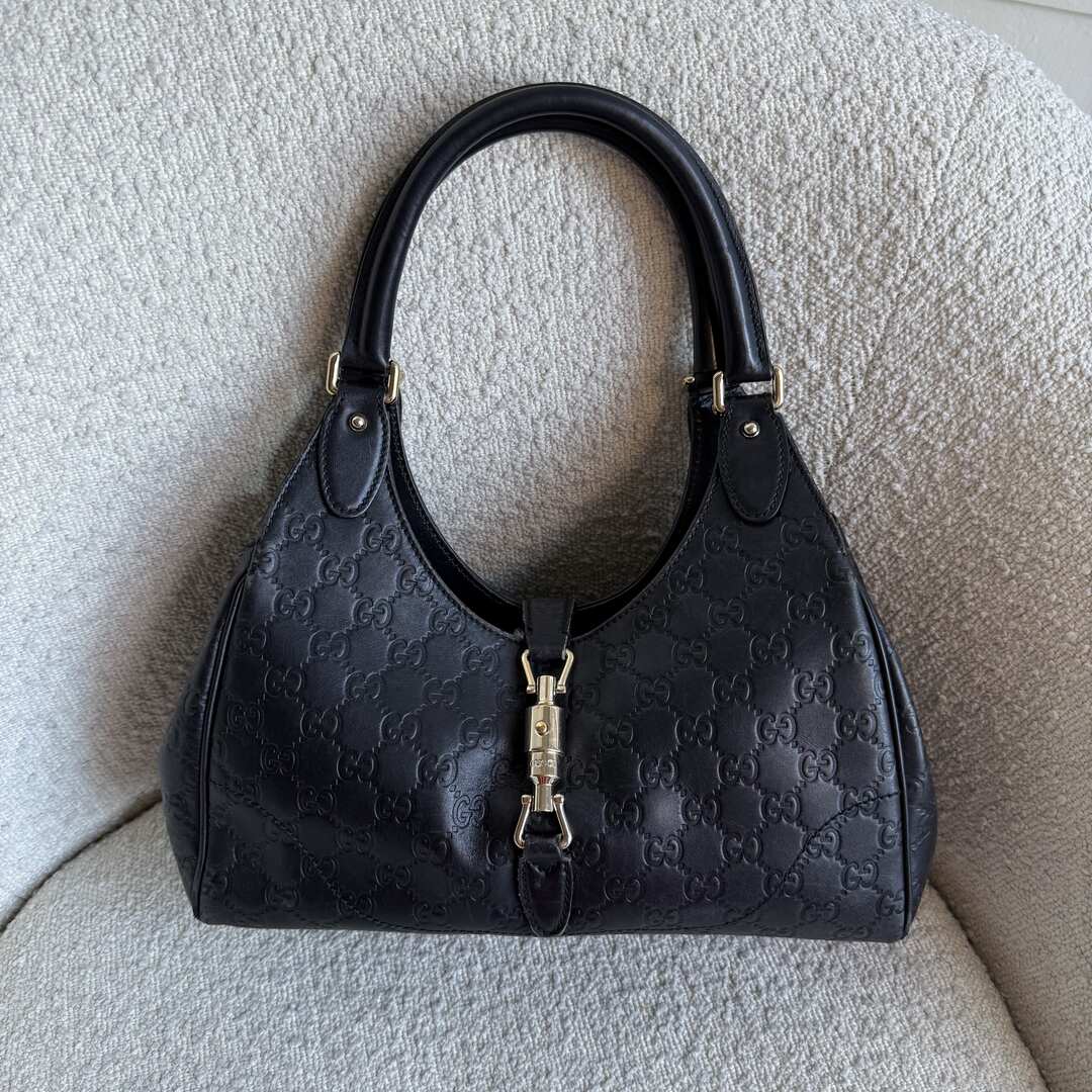 Gucci Guccissima Jackie Leather Black Shoulder Bag