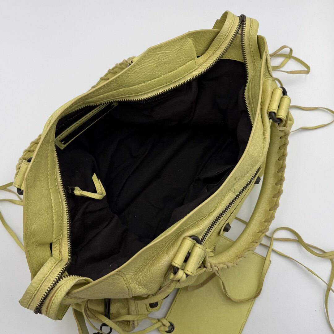 2015 Balenciaga The City Leather Lime Green Handbag