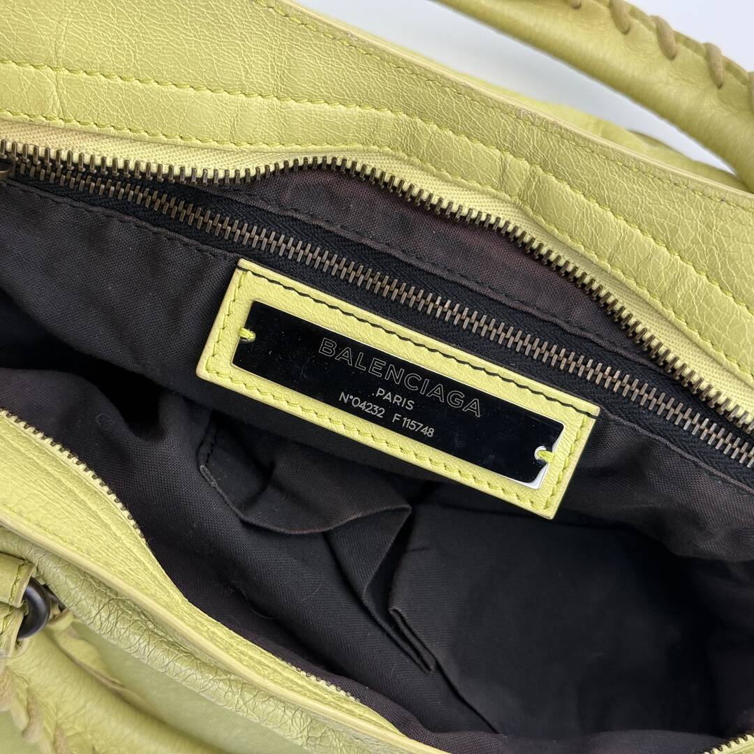2015 Balenciaga The City Leather Lime Green Handbag