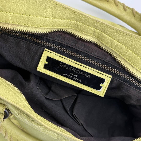 2015 Balenciaga The City Leather Lime Green Handbag