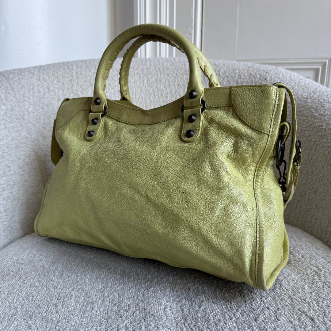 2015 Balenciaga The City Leather Lime Green Handbag