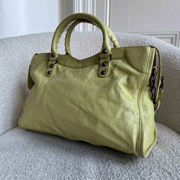 2015 Balenciaga The City Leather Lime Green Handbag