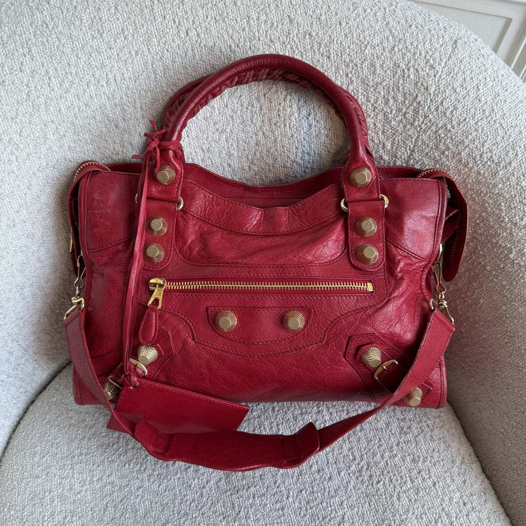 Balenciaga The Giant City Leather Red Bag