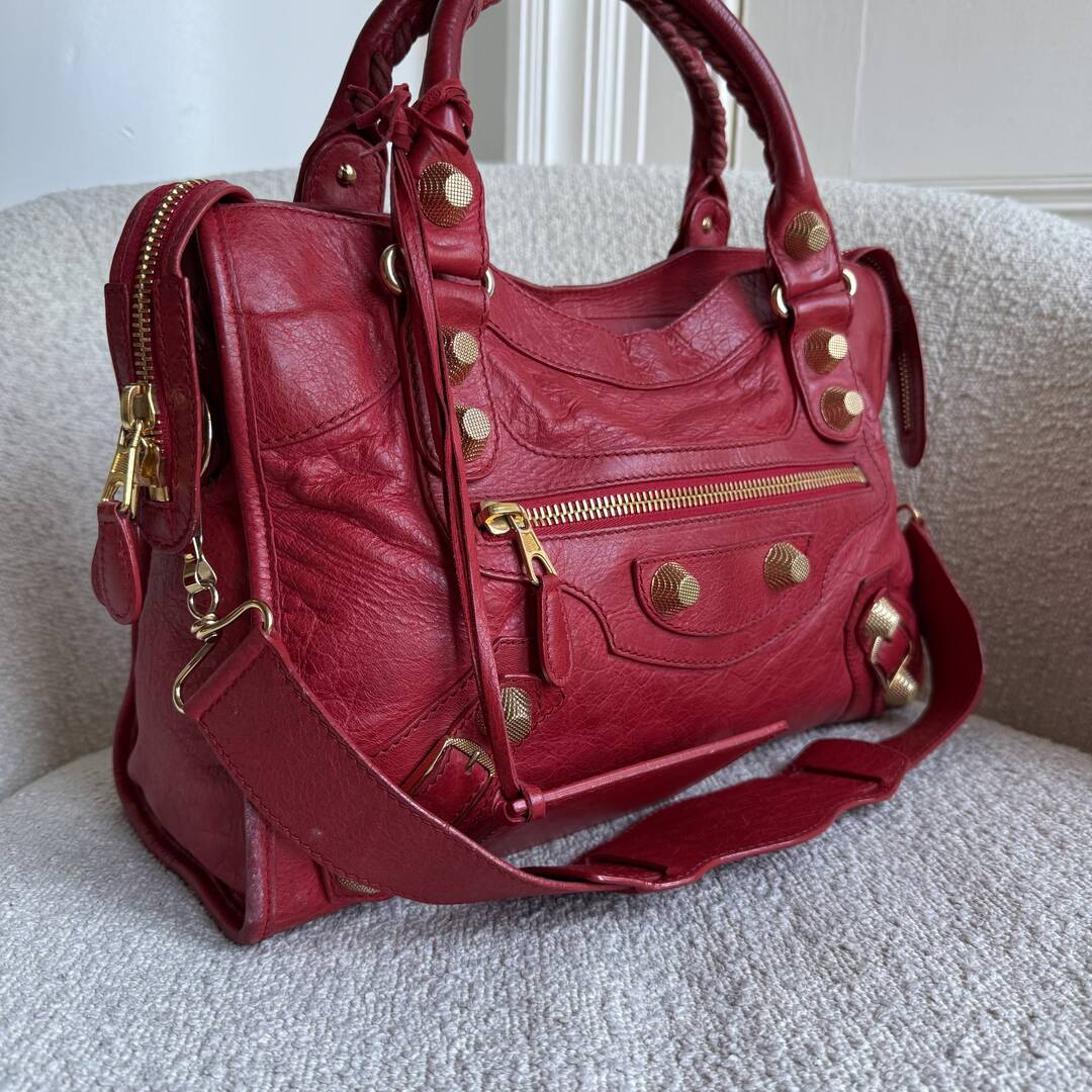 Balenciaga The Giant City Leather Red Bag