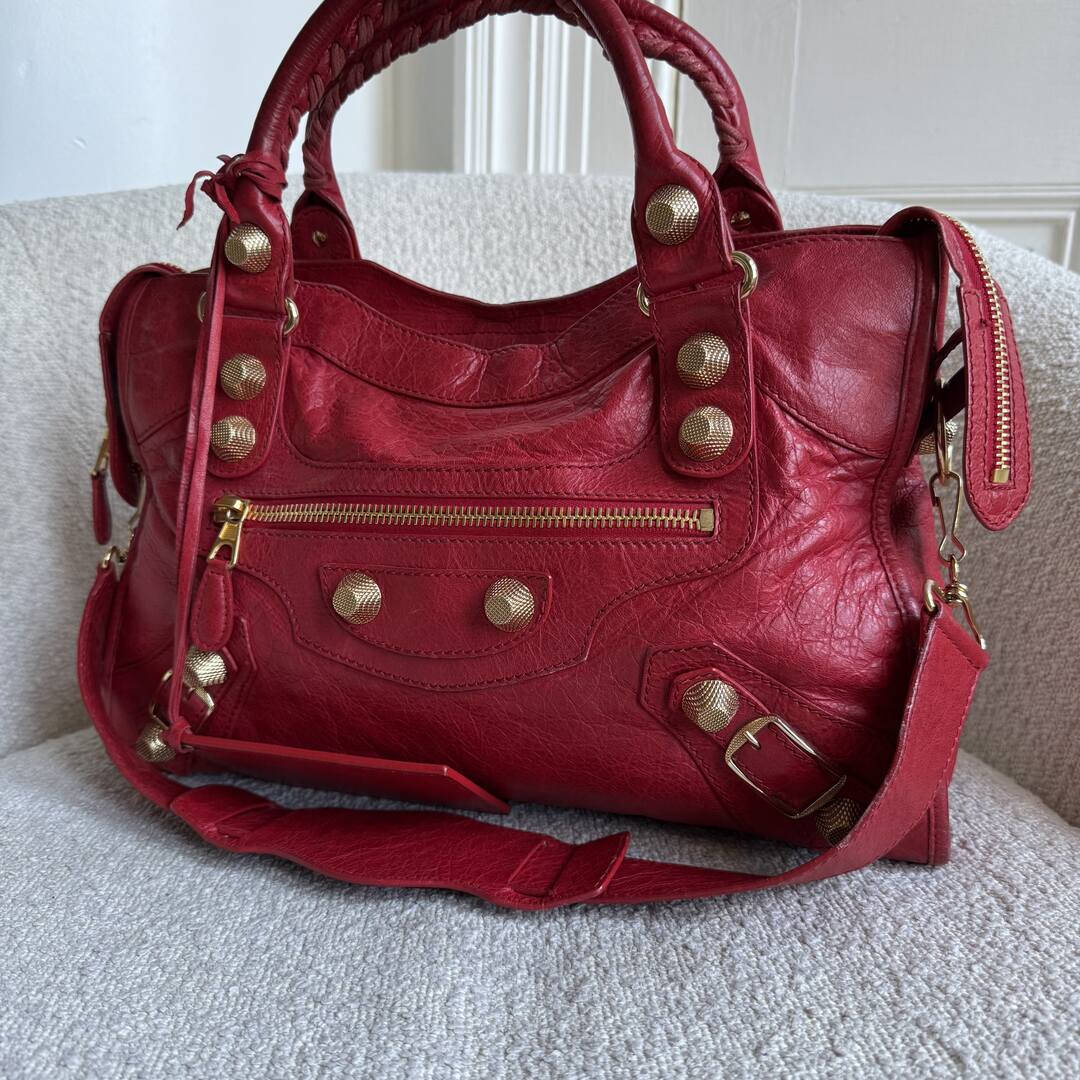 Balenciaga The Giant City Leather Red Bag