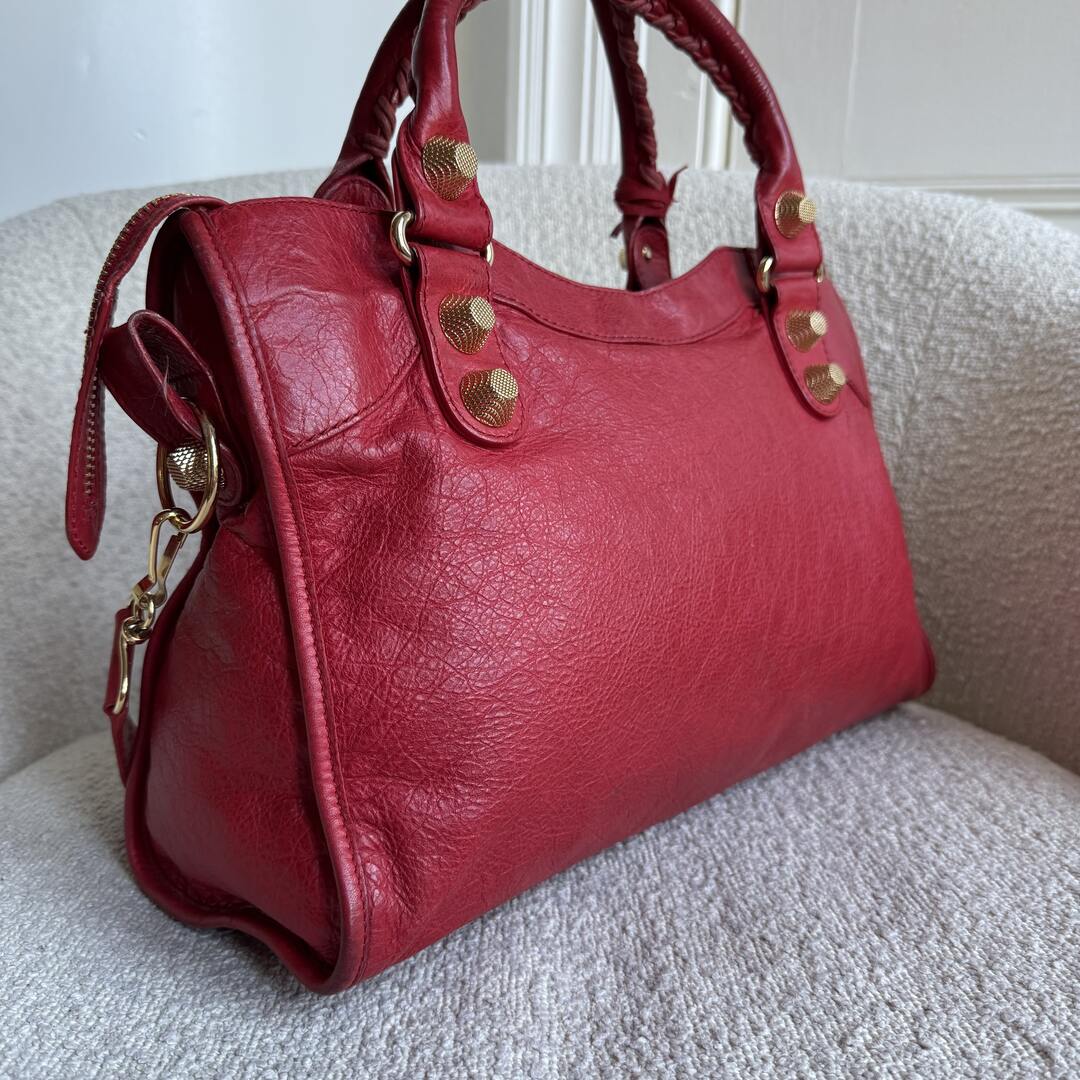 Balenciaga The Giant City Leather Red Bag