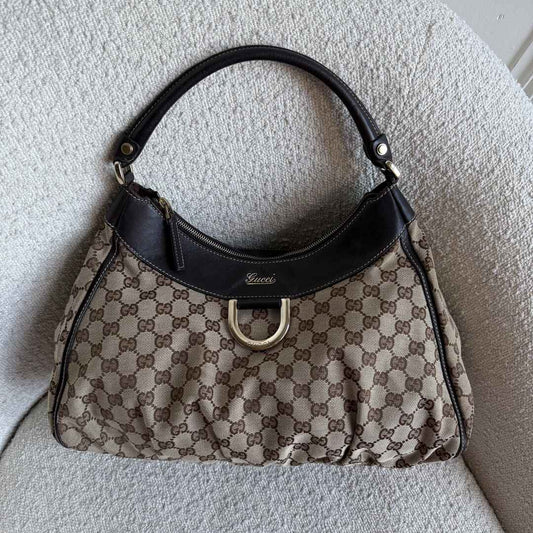 Gucci GG Canvas Abbey Brown Shoulder Bag