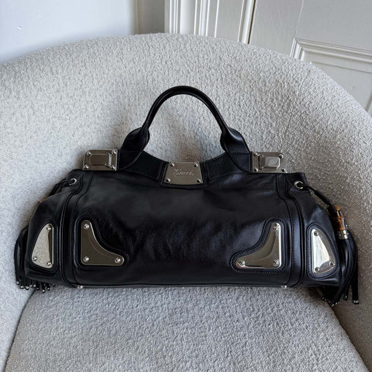 Gucci Race Indy Black Leather Handbag