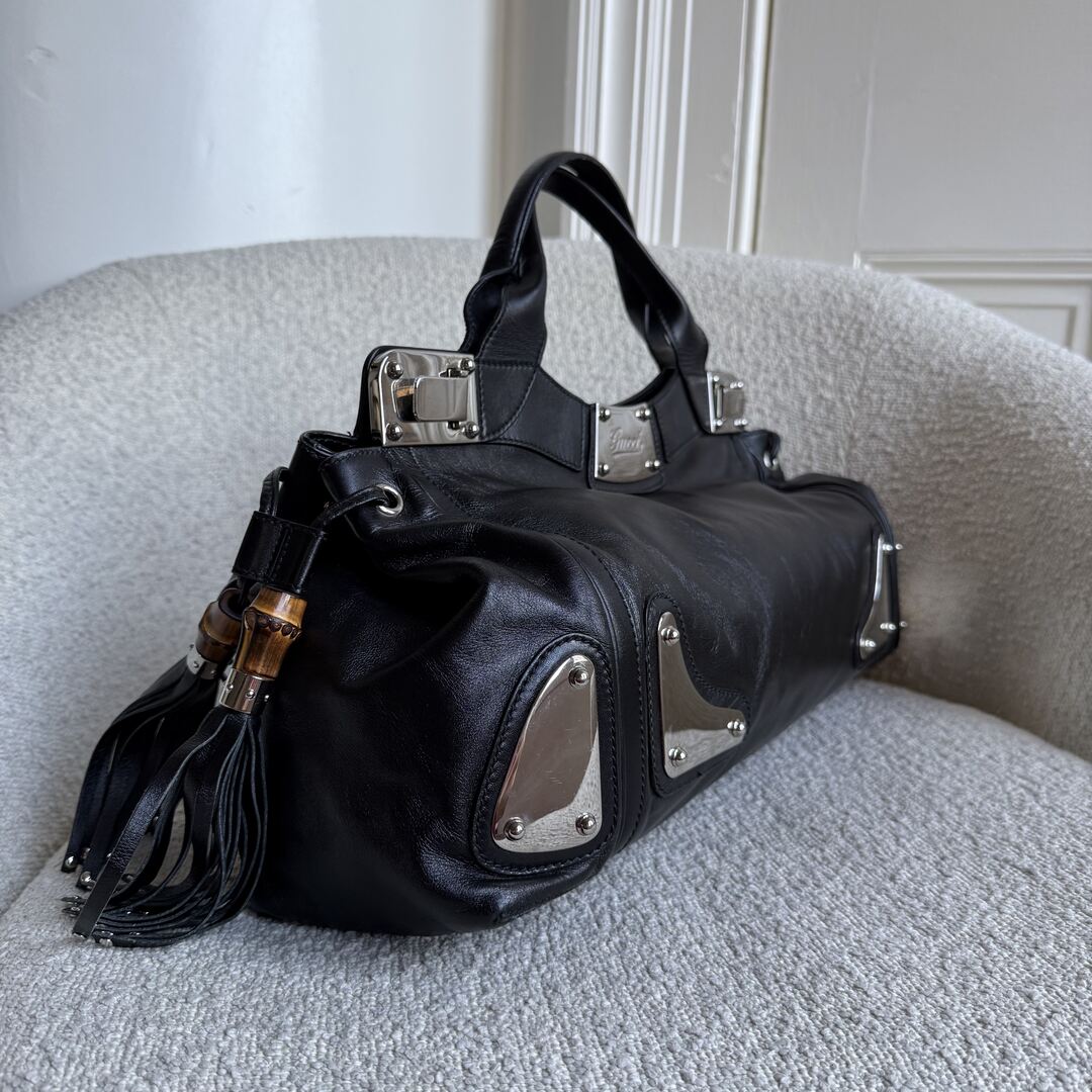 Gucci Race Indy Black Leather Handbag
