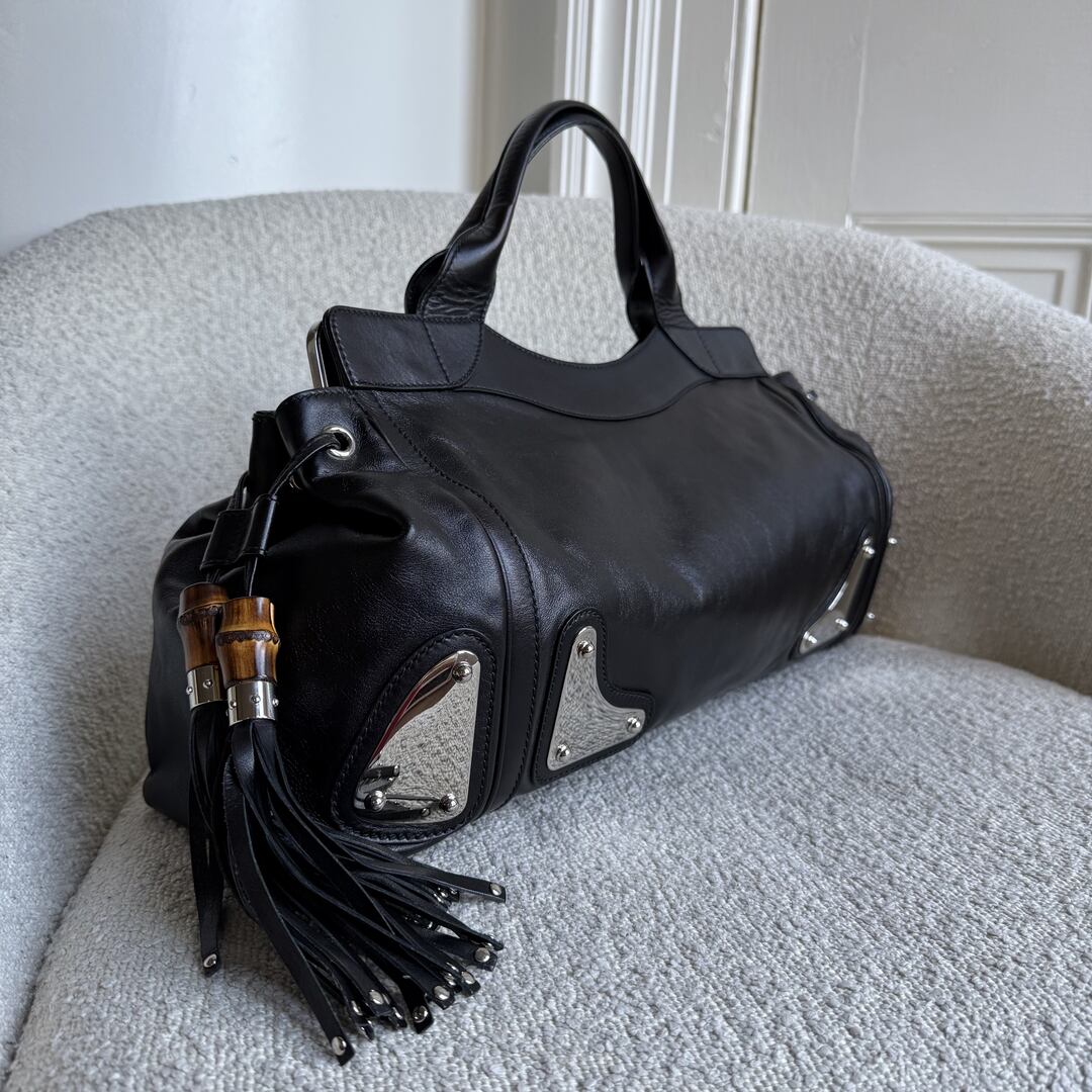 Gucci Race Indy Black Leather Handbag