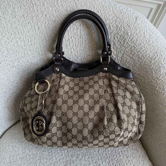 Gucci GG Canvas Sukey Brown Tote Bag