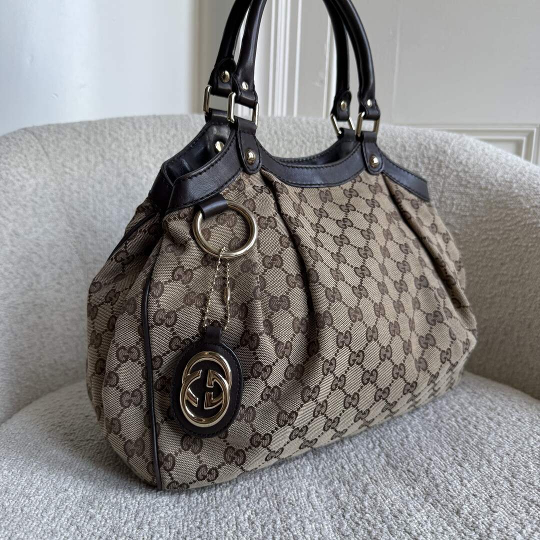 Gucci GG Canvas Sukey Brown Tote Bag
