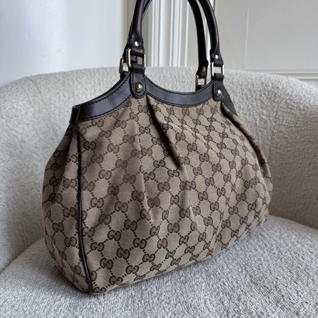 Gucci GG Canvas Sukey Brown Tote Bag