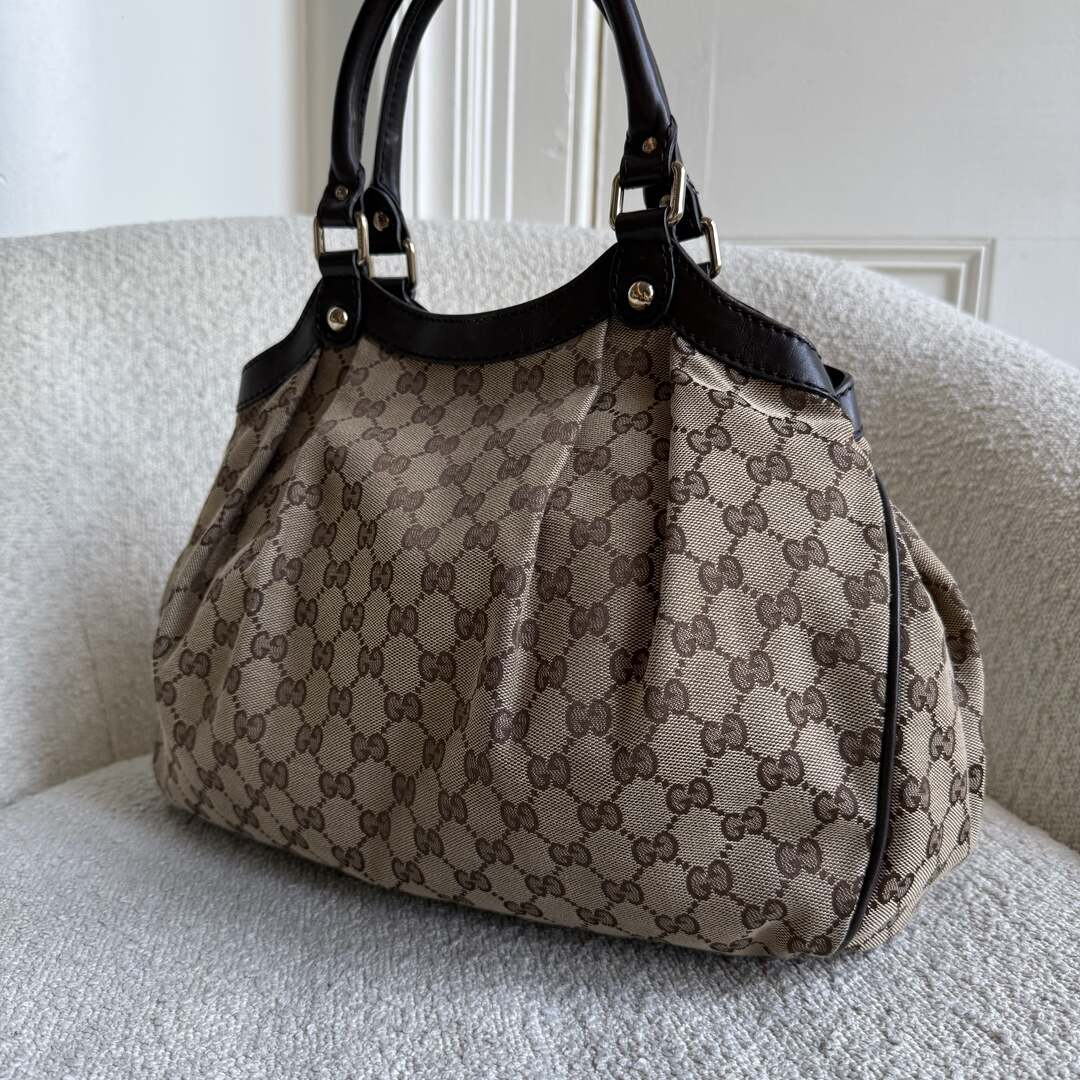 Gucci GG Canvas Sukey Brown Tote Bag