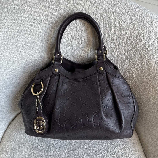 Gucci Guccissima Sukey Leather Brown Tote Bag