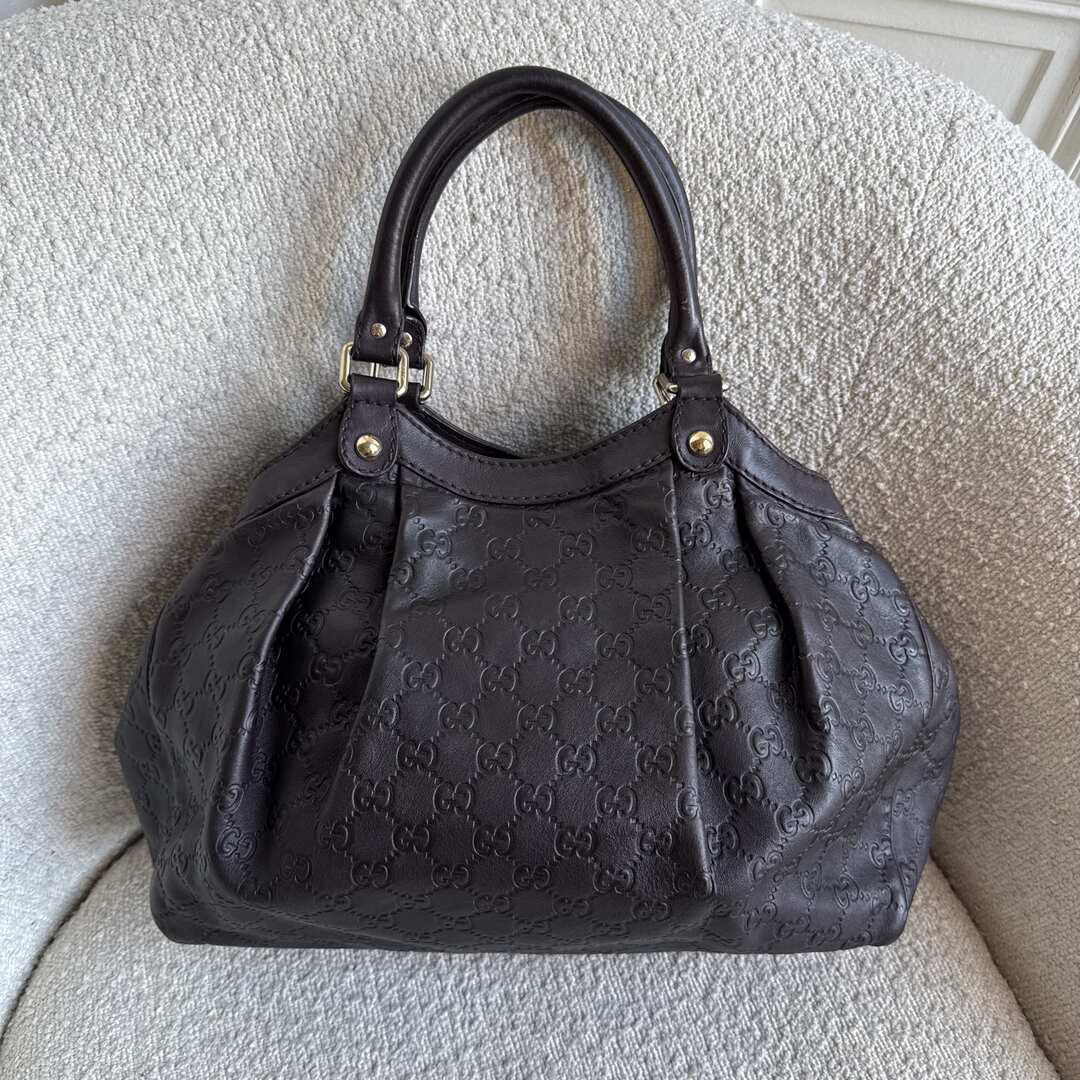 Gucci Guccissima Sukey Leather Brown Tote Bag