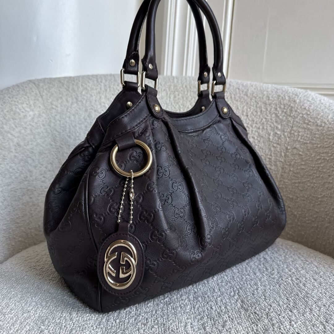 Gucci Guccissima Sukey Leather Brown Tote Bag