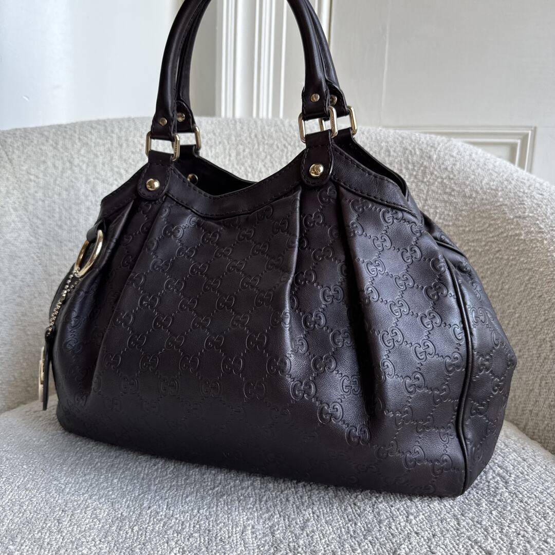 Gucci Guccissima Sukey Leather Brown Tote Bag