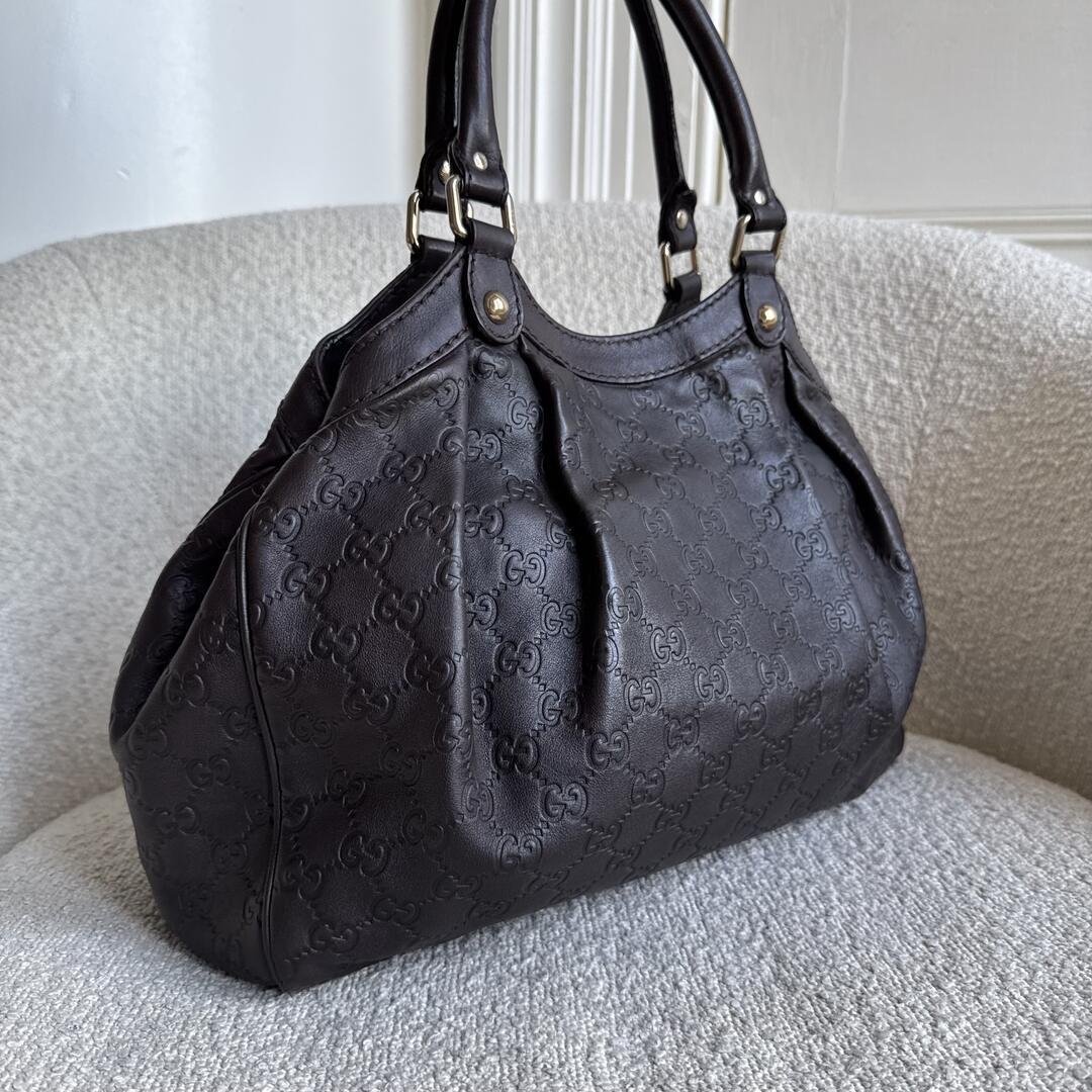 Gucci Guccissima Sukey Leather Brown Tote Bag