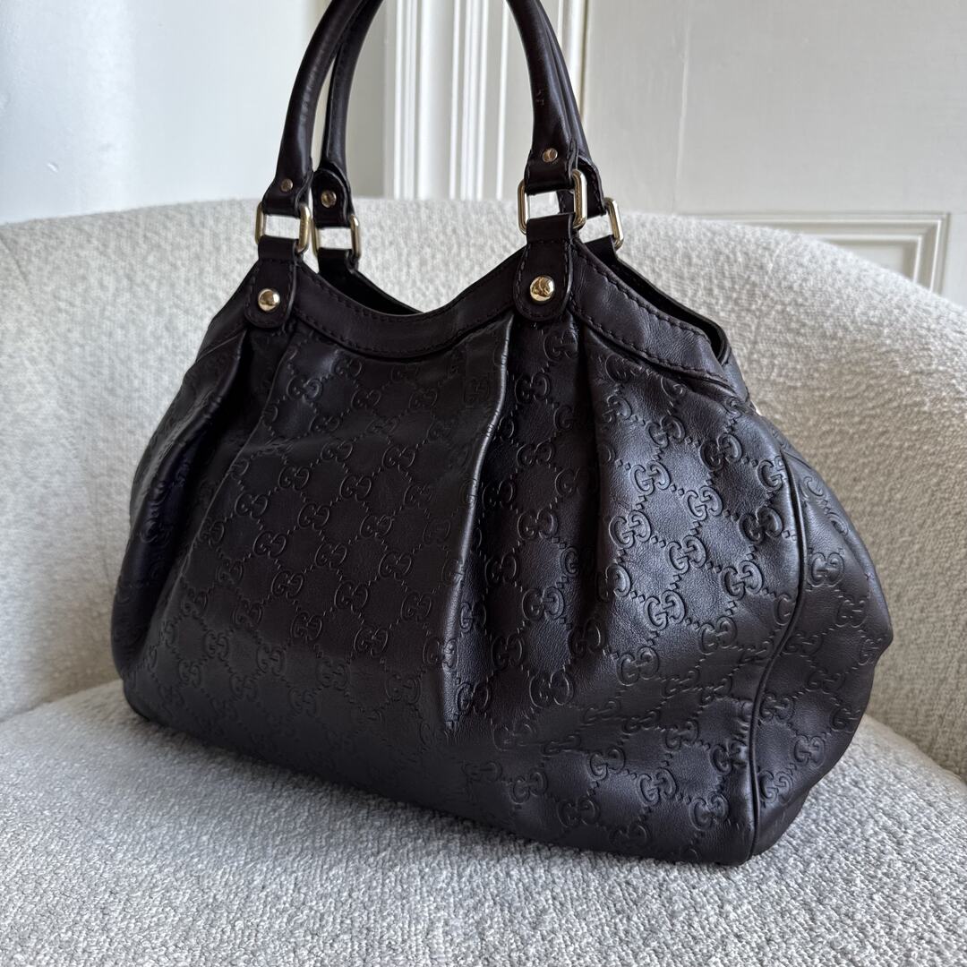 Gucci Guccissima Sukey Leather Brown Tote Bag