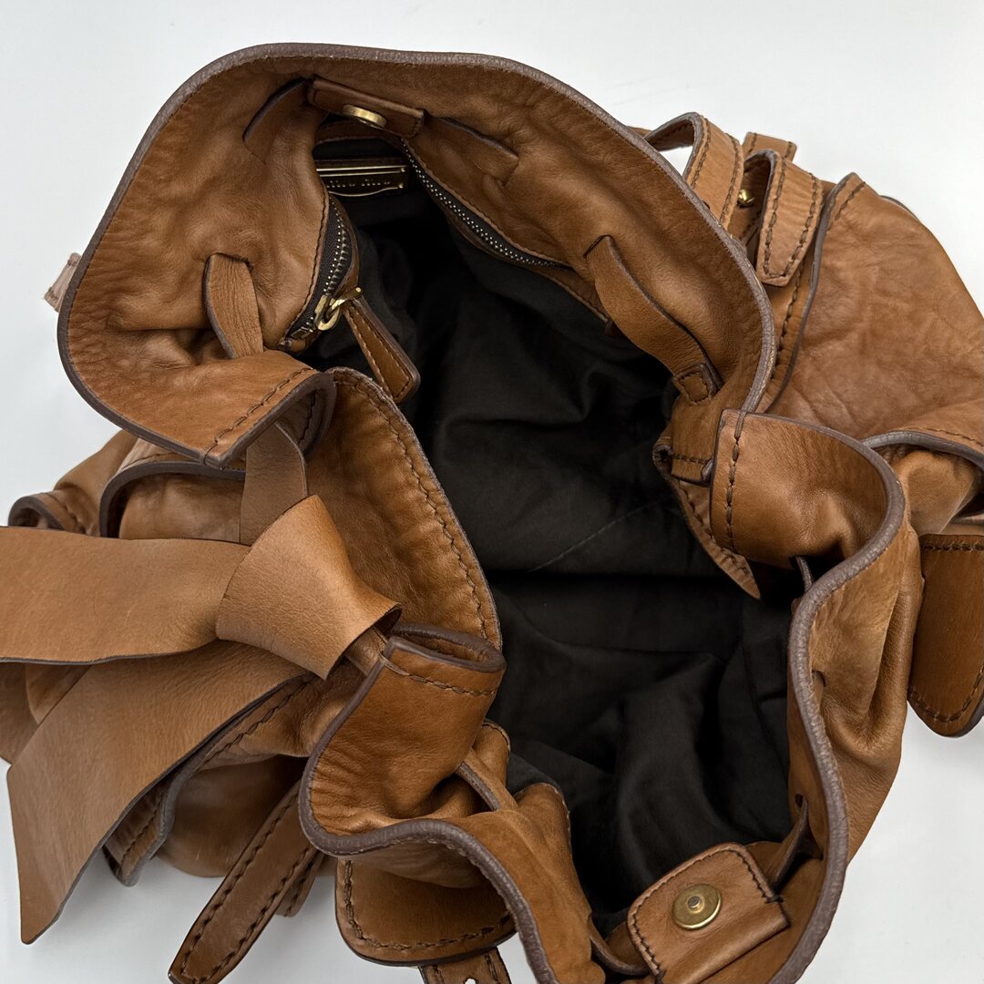 Miu Miu Vitello Leather Brown Tote Bag