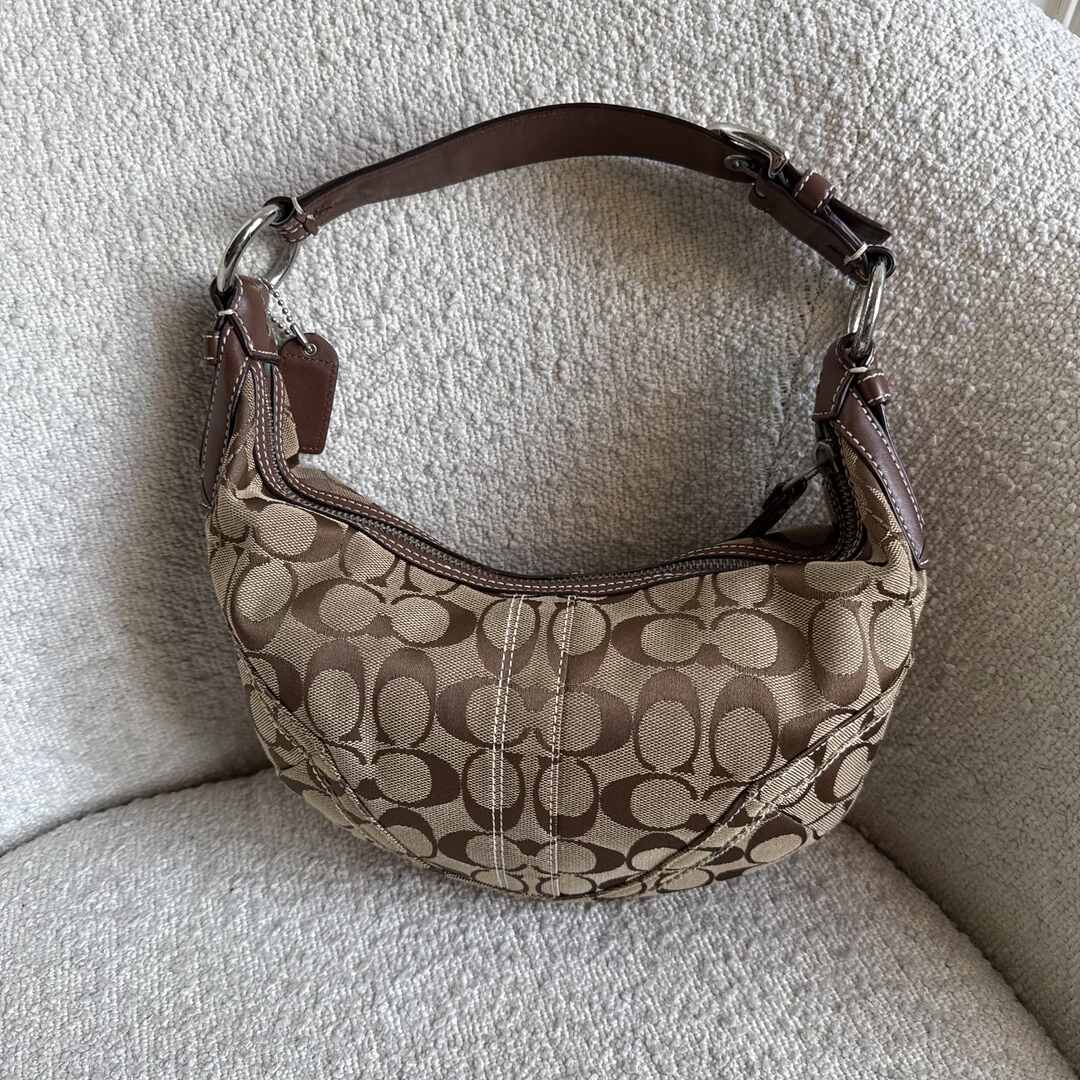 Coach Signature Croissant Brown Shoulder Bag