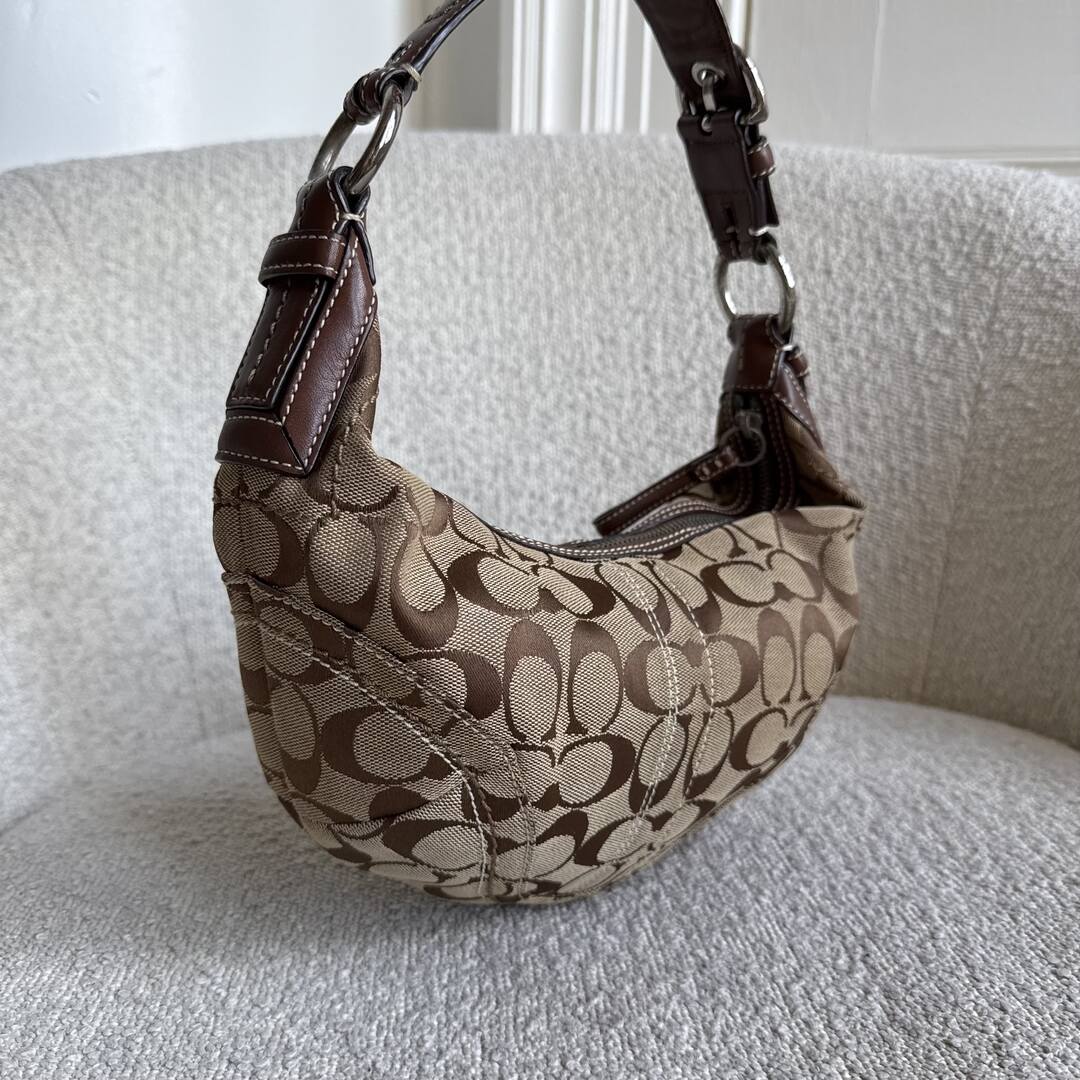 Coach Signature Croissant Brown Shoulder Bag