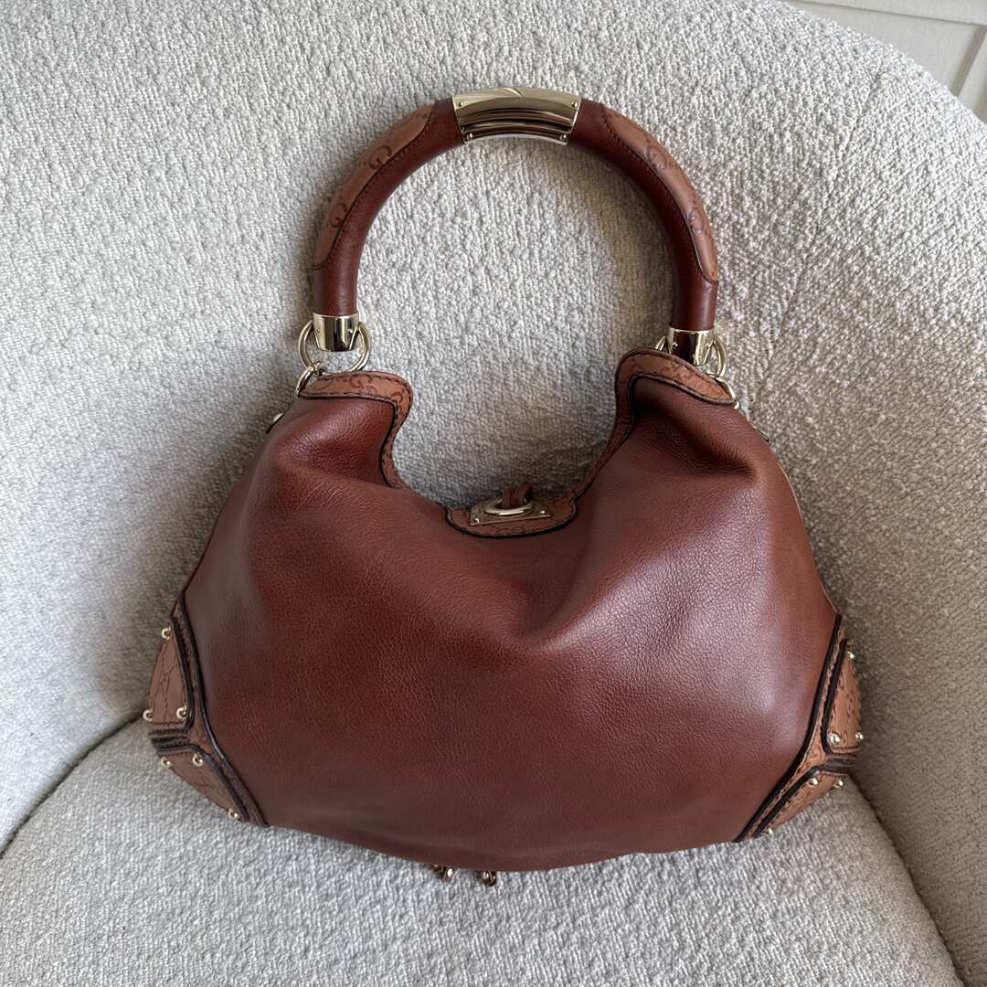 Gucci Indy Guccissima Brown Leather Shoulder Bag
