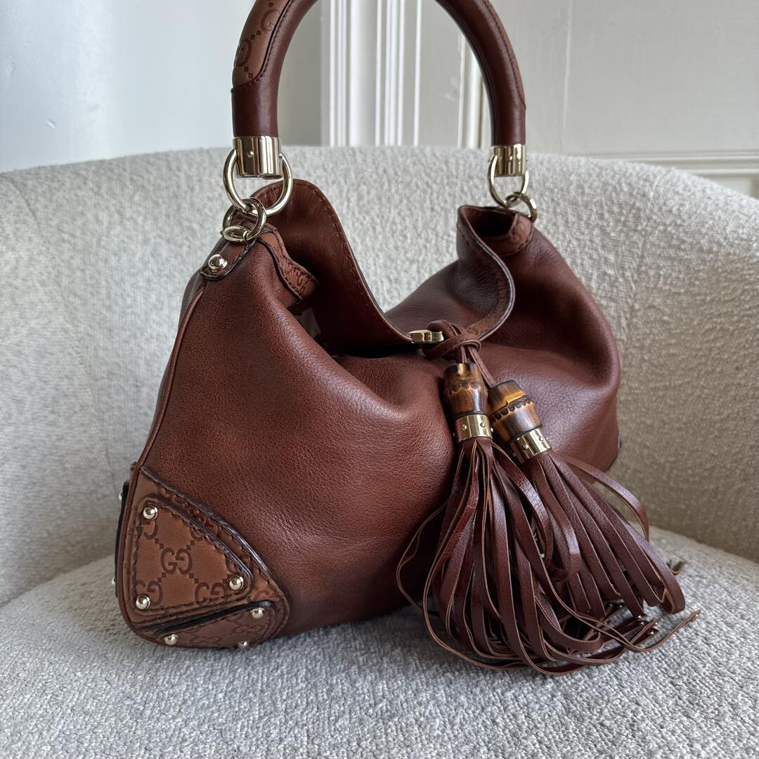Gucci Indy Guccissima Brown Leather Shoulder Bag