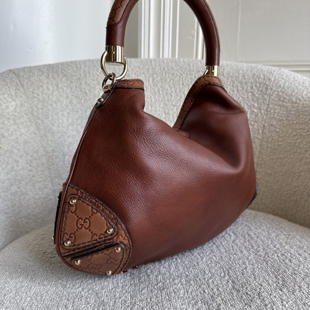 Gucci Indy Guccissima Brown Leather Shoulder Bag
