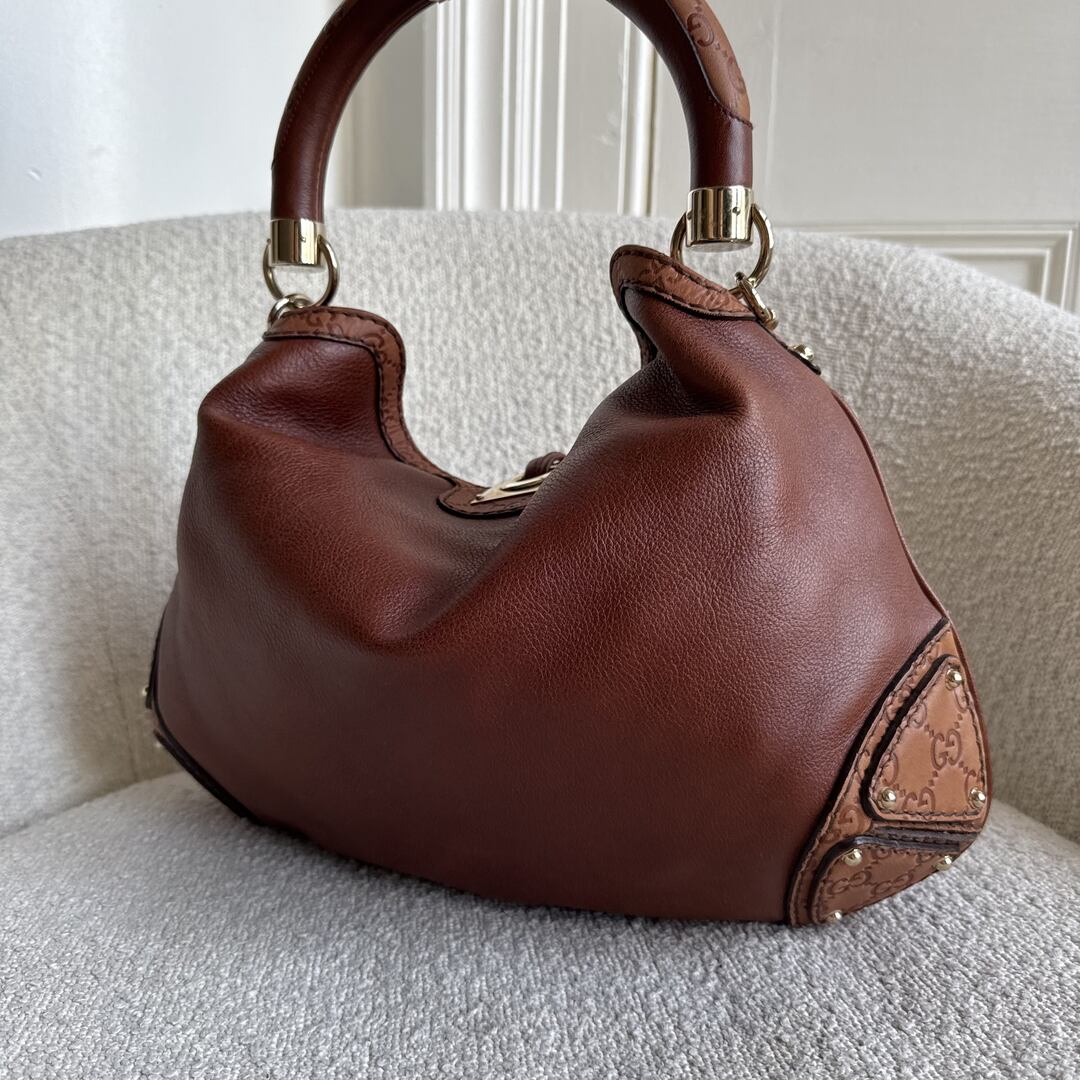 Gucci Indy Guccissima Brown Leather Shoulder Bag