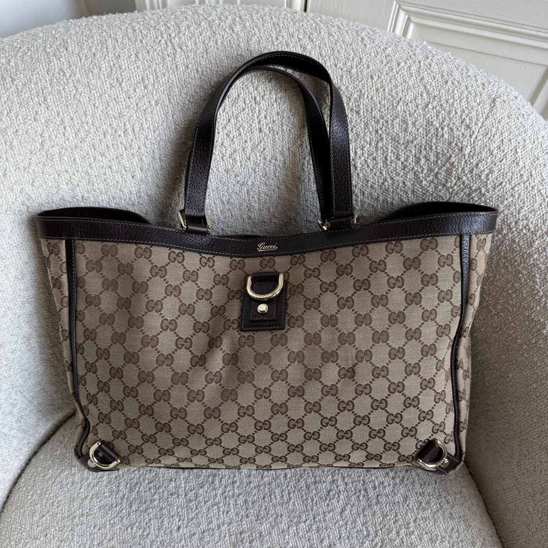 Gucci GG Canvas Abbey D-Ring Brown Tote Bag