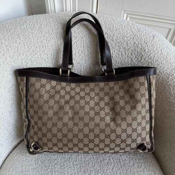 Gucci GG Canvas Abbey D-Ring Brown Tote Bag