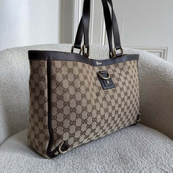 Gucci GG Canvas Abbey D-Ring Brown Tote Bag
