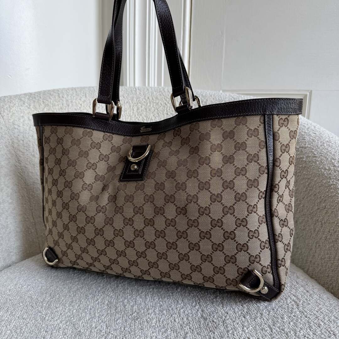 Gucci GG Canvas Abbey D-Ring Brown Tote Bag
