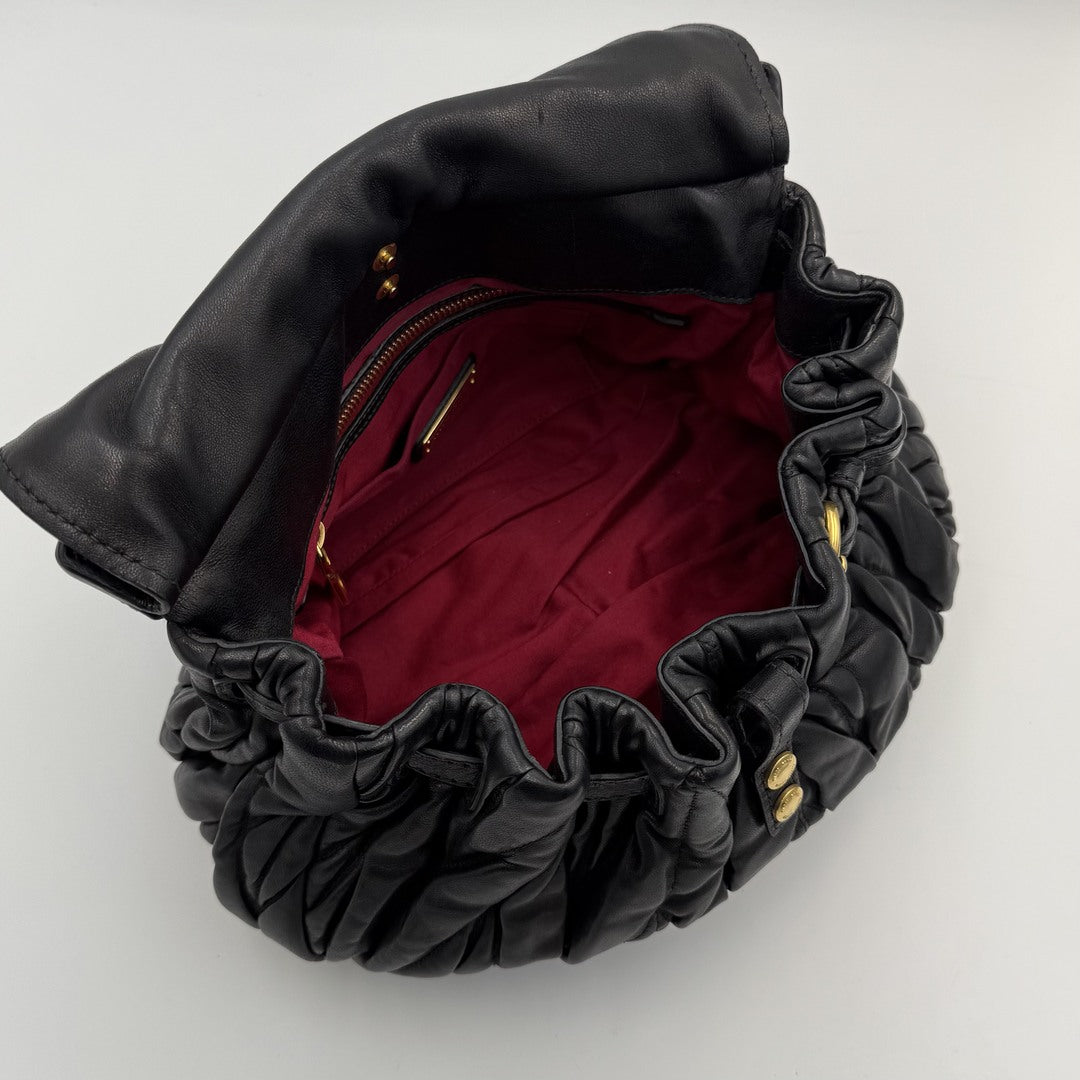 Miu Miu Matelasse Leather Black Shoulder Bag