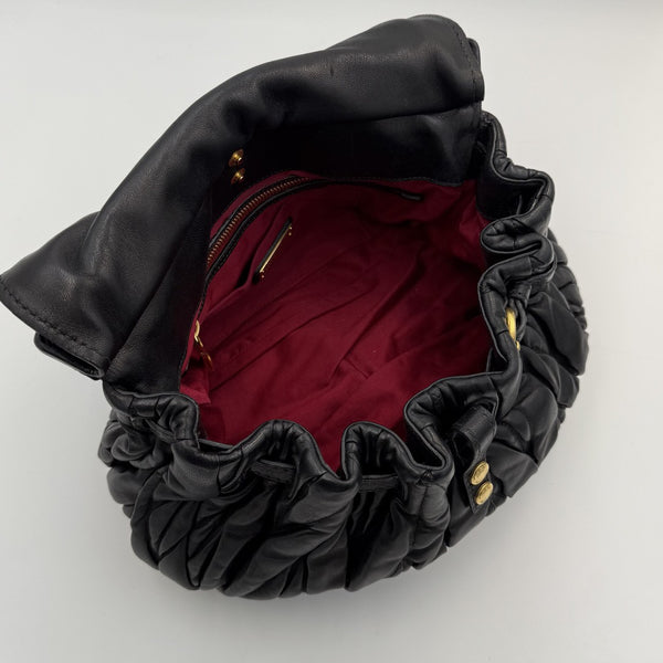 Miu Miu Matelasse Leather Black Shoulder Bag