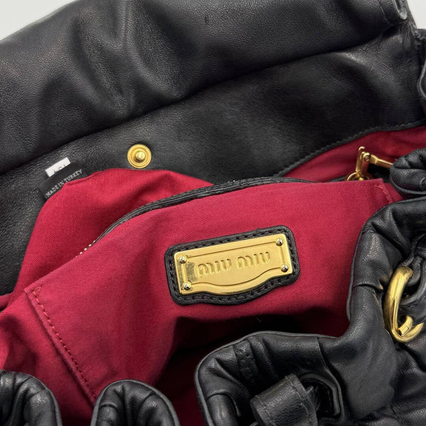 Miu Miu Matelasse Leather Black Shoulder Bag