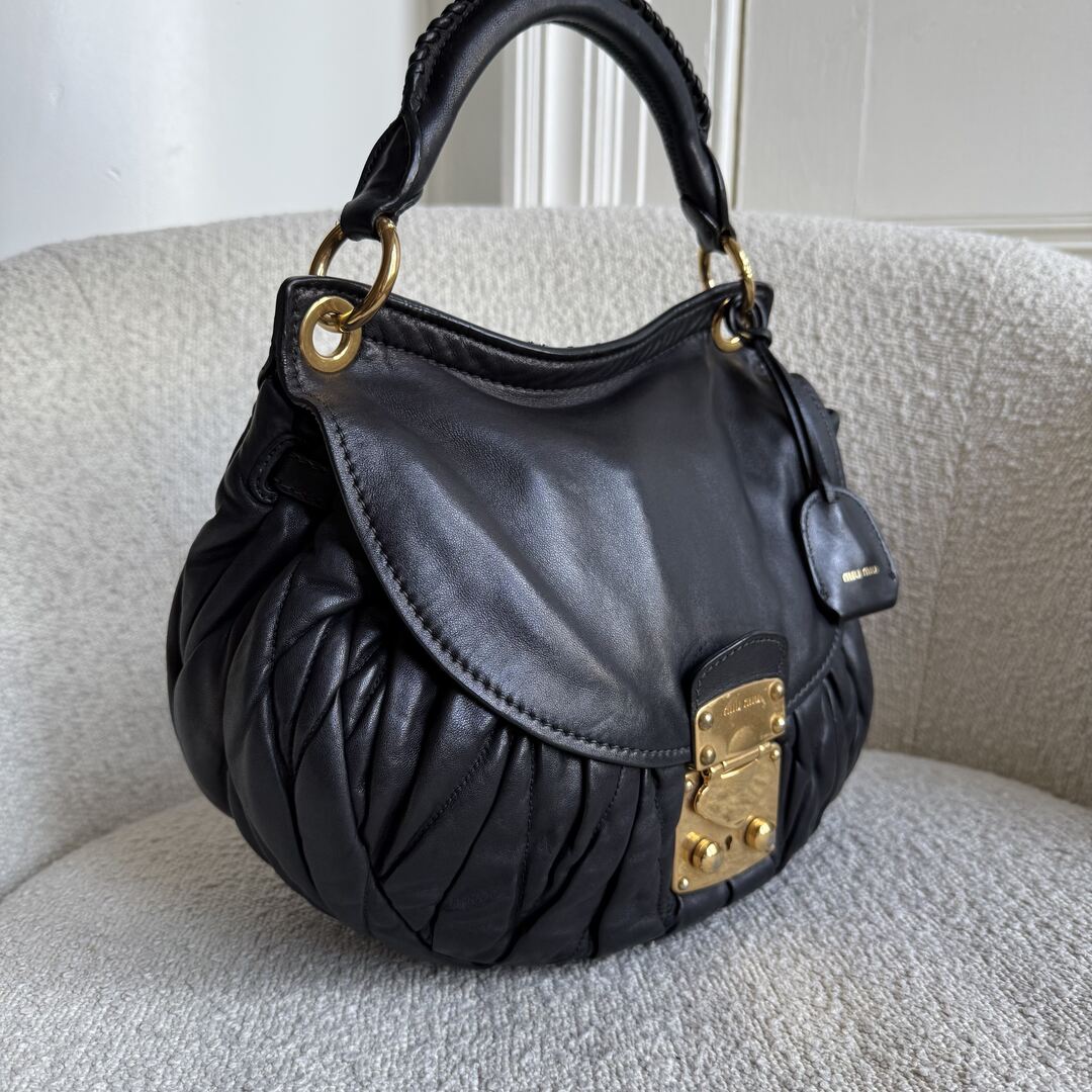 Miu Miu Matelasse Leather Black Shoulder Bag